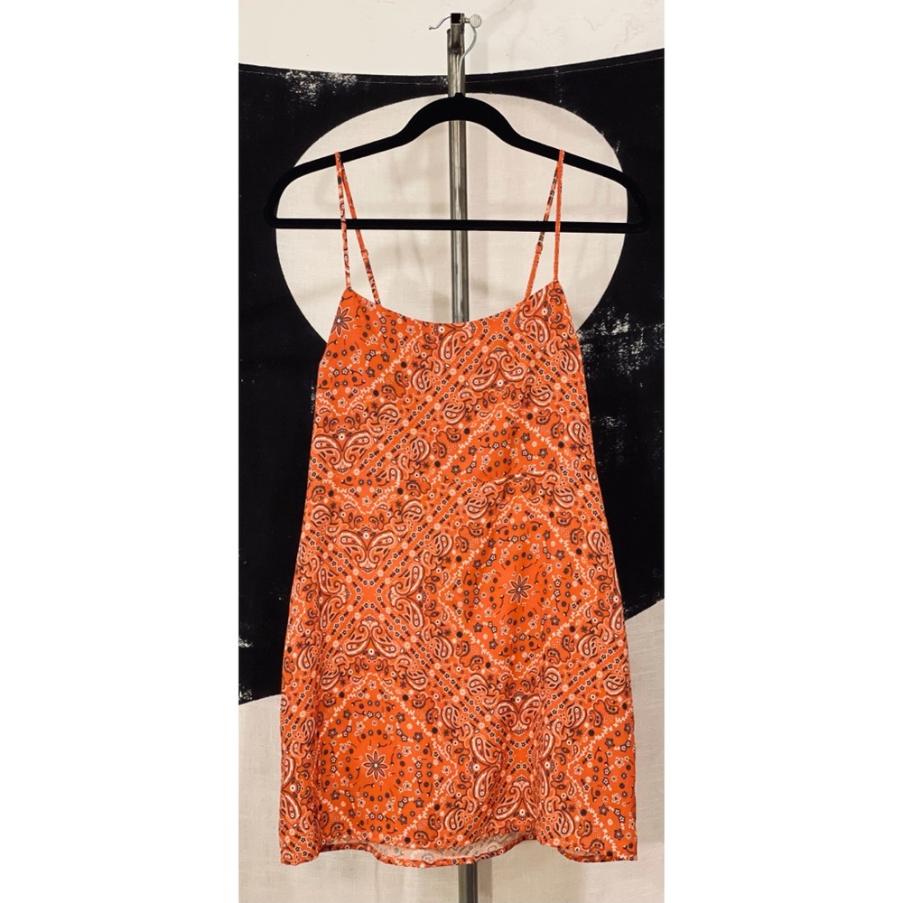 Endless Summer MEDIUM Orange Bandana Mini Dress
